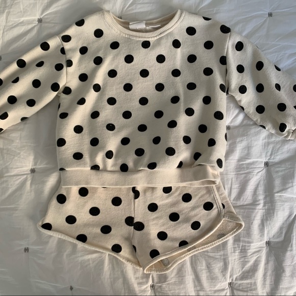Zara Polka Dot Sweatshirt And Shorts 